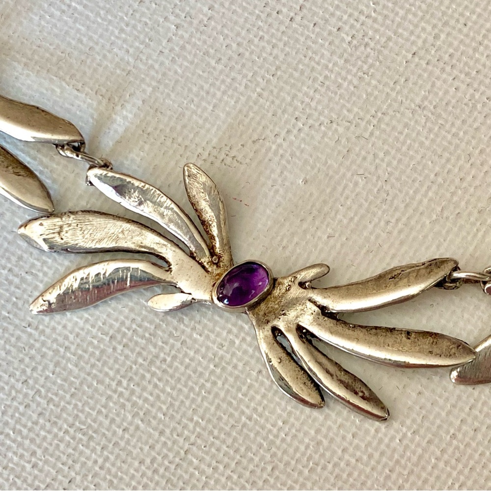 Sterling Silver Necklace & Earring Set with Natural Amethyst Stones - Picture 7 of 12